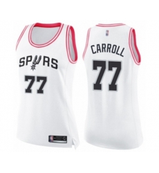 Womens San Antonio Spurs #77 DeMarre Carroll Swingman White Pink Fashion Basketball Jersey