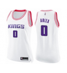 Womens Sacramento Kings #0 Trevor Ariza Swingman White Pink Fashion Basketball Jersey