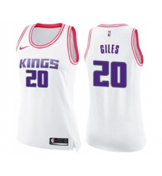 Womens Sacramento Kings #20 Harry Giles Swingman White Pink Fashion Basketball Jersey