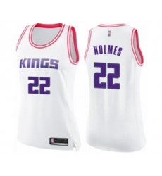 Womens Sacramento Kings #22 Richaun Holmes Swingman White Pink Fashion Basketball Jersey