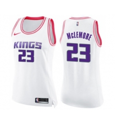 Womens Sacramento Kings #23 Ben McLemore Swingman White Pink Fashion Basketball Jersey