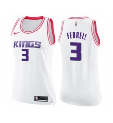Womens Sacramento Kings #3 Yogi Ferrell Swingman White Pink Fashion Basketball Jersey