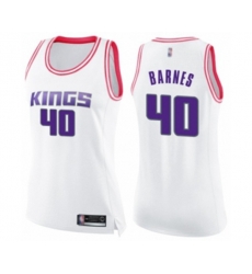 Womens Sacramento Kings #40 Harrison Barnes Swingman White Pink Fashion Basketball Jersey