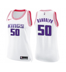 Womens Sacramento Kings #50 Zach Randolph Swingman White Pink Fashion Basketball Jersey