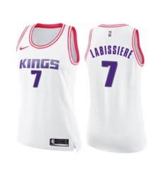 Womens Sacramento Kings #7 Skal Labissiere Swingman White Pink Fashion Basketball Jersey