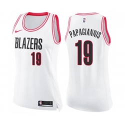 Womens Portland Trail Blazers #19 Georgios Papagiannis Swingman White Pink Fashion Basketball Jersey