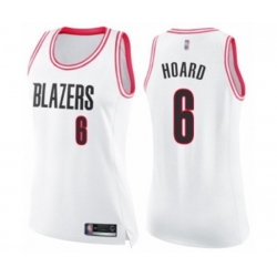 Womens Portland Trail Blazers #6 Jaylen Hoard Swingman White Pink Fashion Basketball Jersey