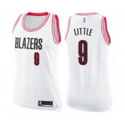 Womens Portland Trail Blazers #9 Nassir Little Swingman White Pink Fashion Basketball Jersey
