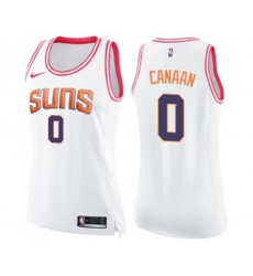 Womens Phoenix Suns #0 Isaiah Canaan Swingman White Pink Fashion Basketball Jersey