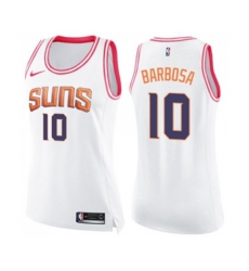 Womens Phoenix Suns #10 Leandro Barbosa Swingman White Pink Fashion Basketball Jersey
