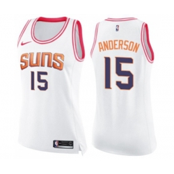 Womens Phoenix Suns #15 Ryan Anderson Swingman White Pink Fashion Basketball Jersey