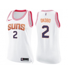 Womens Phoenix Suns #2 Elie Okobo Swingman White Pink Fashion Basketball Jersey