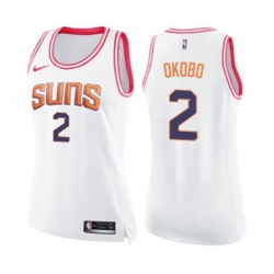 Womens Phoenix Suns #2 Elie Okobo Swingman White Pink Fashion Basketball Jersey