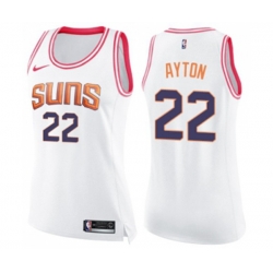 Womens Phoenix Suns #22 Deandre Ayton Swingman White Pink Fashion Basketball Jersey