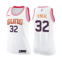 Womens Phoenix Suns #32 Shaquille ONeal Swingman White Pink Fashion Basketball Jersey