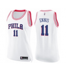 Womens Philadelphia 76ers #11 James Ennis Swingman White Pink Fashion Basketball Jersey