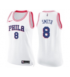 Womens Philadelphia 76ers #8 Zhaire Smith Swingman White Pink Fashion Basketball Jersey