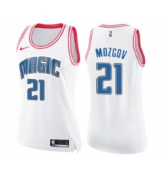 Womens Orlando Magic #21 Timofey Mozgov Swingman White Pink Fashion Basketball Jersey