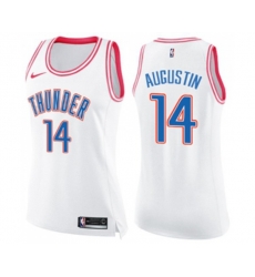 Womens Oklahoma City Thunder #14 D.J. Augustin Swingman White Pink Fashion Basketball Jersey