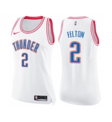 Womens Oklahoma City Thunder #2 Raymond Felton Swingman White Pink Fashion Basketball Jersey
