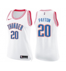 Womens Oklahoma City Thunder #20 Gary Payton Swingman White Pink Fashion Basketball Jersey