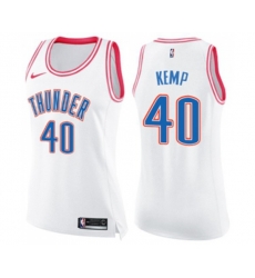 Womens Oklahoma City Thunder #40 Shawn Kemp Swingman White Pink Fashion Basketball Jersey