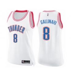 Womens Oklahoma City Thunder #8 Danilo Gallinari Swingman White Pink Fashion Basketball Jersey