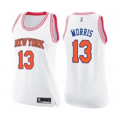 Womens New York Knicks #13 Marcus Morris Swingman White Pink Fashion Basketball Jersey