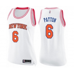 Womens New York Knicks #6 Elfrid Payton Swingman White Pink Fashion Basketball Jersey