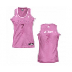 Womens New York Knicks #7 Carmelo Anthony Swingman Pink Fashion Basketball Jersey