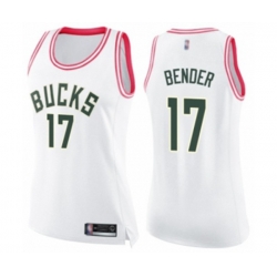 Womens Milwaukee Bucks #17 Dragan Bender Swingman White Pink Fashion Basketball Jersey