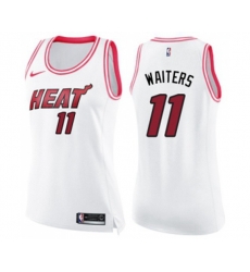 Womens Miami Heat #11 Dion Waiters Swingman White Pink Fashion Basketball Jersey