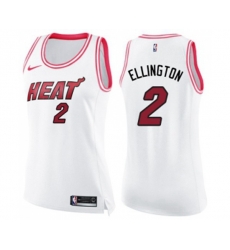Womens Miami Heat #2 Wayne Ellington Swingman White Pink Fashion Basketball Jersey
