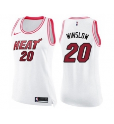 Womens Miami Heat #20 Justise Winslow Swingman White Pink Fashion Basketball Jersey