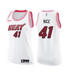 Womens Miami Heat #41 Glen Rice Swingman White Pink Fashion Basketball Jersey
