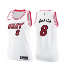 Womens Miami Heat #8 Tyler Johnson Swingman White Pink Fashion Basketball Jersey