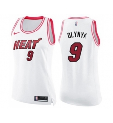 Womens Miami Heat #9 Kelly Olynyk Swingman White Pink Fashion Basketball Jersey
