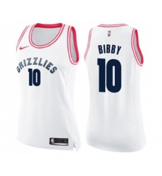 Womens Memphis Grizzlies #10 Mike Bibby Swingman White Pink Fashion Basketball Jersey