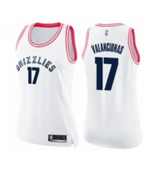 Womens Memphis Grizzlies #17 Jonas Valanciunas Swingman White Pink Fashion Basketball Jersey