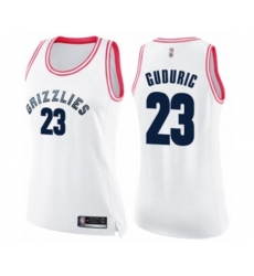 Womens Memphis Grizzlies #23 Marko Guduric Swingman White Pink Fashion Basketball Jersey