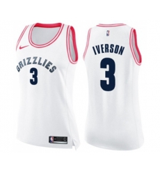 Womens Memphis Grizzlies #3 Allen Iverson Swingman White Pink Fashion Basketball Jersey