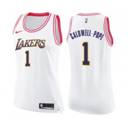 Womens Los Angeles Lakers #1 Kentavious Caldwell-Pope Swingman White Pink Fashion Basketball Jersey