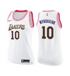 Womens Los Angeles Lakers #10 Sviatoslav Mykhailiuk Swingman White Pink Fashion Basketball Jersey