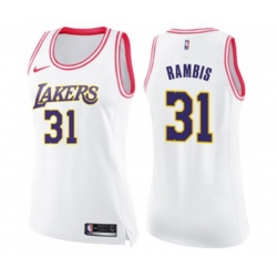 Womens Los Angeles Lakers #31 Kurt Rambis Swingman White Pink Fashion Basketball Jersey