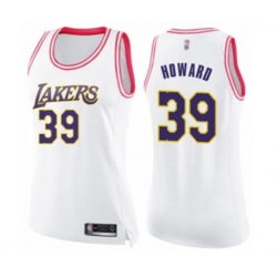 Womens Los Angeles Lakers #39 Dwight Howard Swingman White Pink Fashion Basketball Jersey