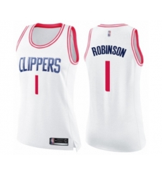 Womens Los Angeles Clippers #1 Jerome Robinson Swingman White Pink Fashion Basketball Jersey