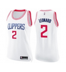 Womens Los Angeles Clippers #2 Kawhi Leonard Swingman White Pink Fashion Basketball Jersey