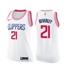 Womens Los Angeles Clippers #21 Patrick Beverley Swingman White Pink Fashion Basketball Jersey