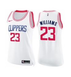 Womens Los Angeles Clippers #23 Louis Williams Swingman White Pink Fashion Basketball Jersey