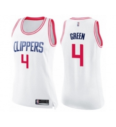 Womens Los Angeles Clippers #4 JaMychal Green Swingman White Pink Fashion Basketball Jersey